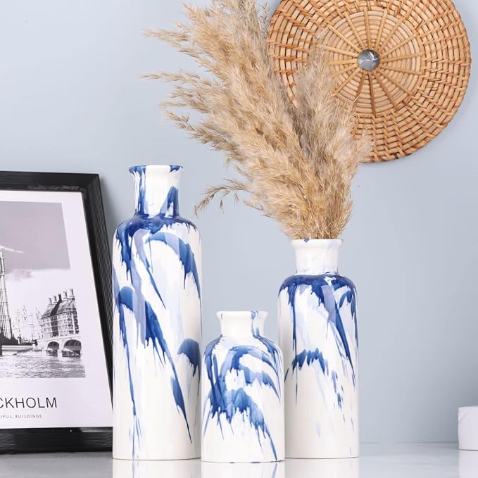 Blue Ceramic Vase Set - Image 4