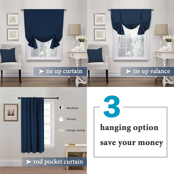 H.VERSAILTEX Thermal Insulated Blackout Tie up Curtain, Room Darkening Window - Image 4