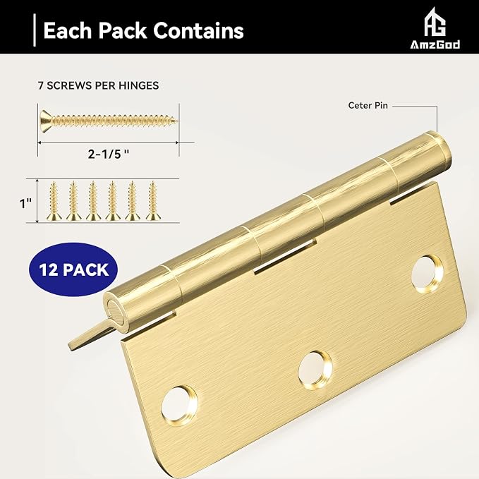 Door Hinges Satin Brass - Image 3