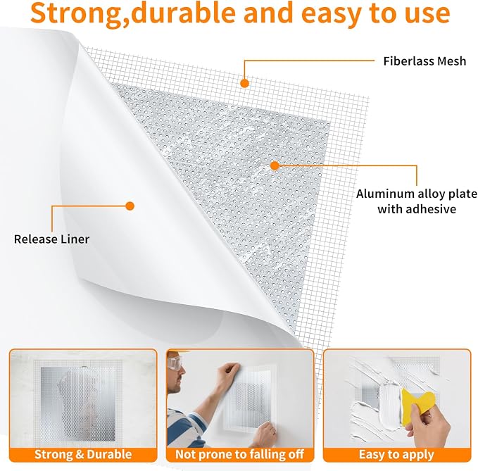 Wall Patch Drywall Repair Kit, 10 x 10 Inch, Self-Adhesive Mesh Patch, - Image 4