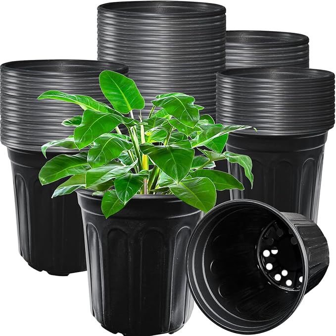 Jgalnim 60 Pack 1 Gallon Nursery Plant Pots, Thickened Flexible Plastic by Jgalnim