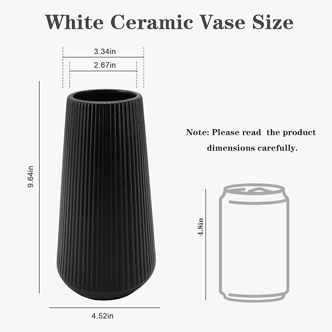 Black Ceramic Vase, GUKJOB Cute Flower Vase - Image 2