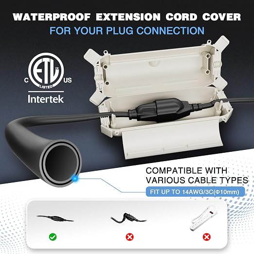 3 Pack Outdoor Extension Cord Waterproof Cover, - Image 2