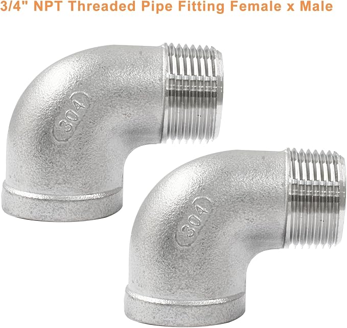 2Pcs 304 Stainless Steel 90 Degree Elbow Fittings, 3/4" NPT | Female x Male - Image 5