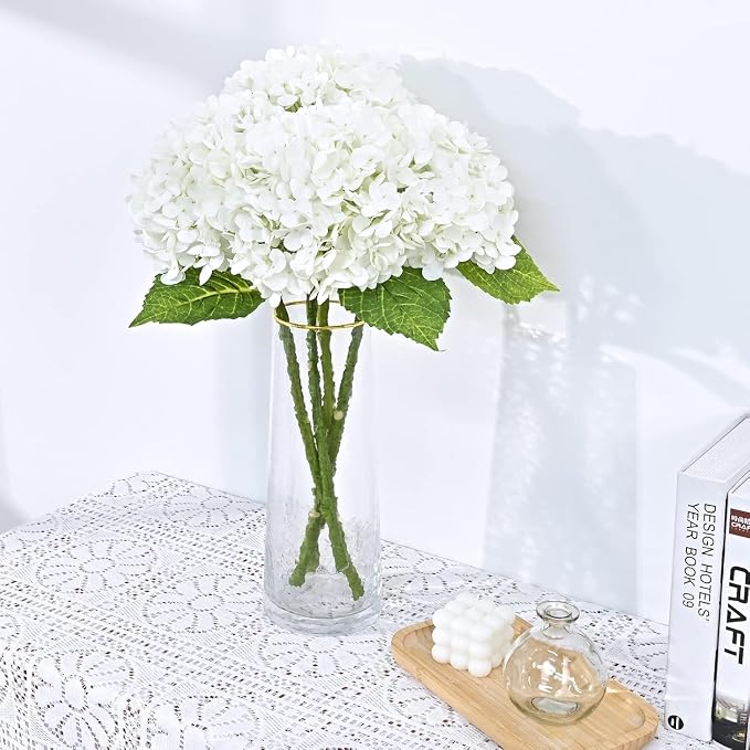 21" Real Touch White Hydrangea Artificial Flowers - Image 6