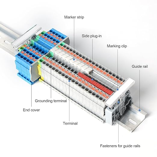 100Pcs PT2.5 Push-in Terminal Blocks, 2.5mm²Cable | DIN Rail Mounted Terminal - Image 5