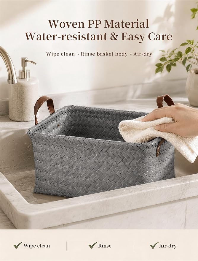 Wicker Storage Baskets, 4 Pack Woven Baskets - Image 7