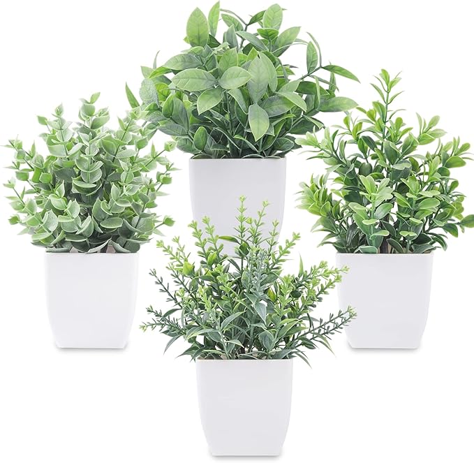Der Rose 4 Pack 7" Mini Fake Plants, Artificial Plants by DerRose