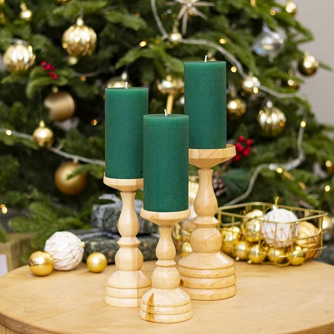 3x6 Inch Green Pillar Candles Set of 3 - Image 5