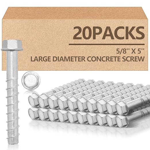 Tandefio 20 Pack 5/8 x 5 Concrete Anchors and Screw Kits Galvanized | Large by Tandefio