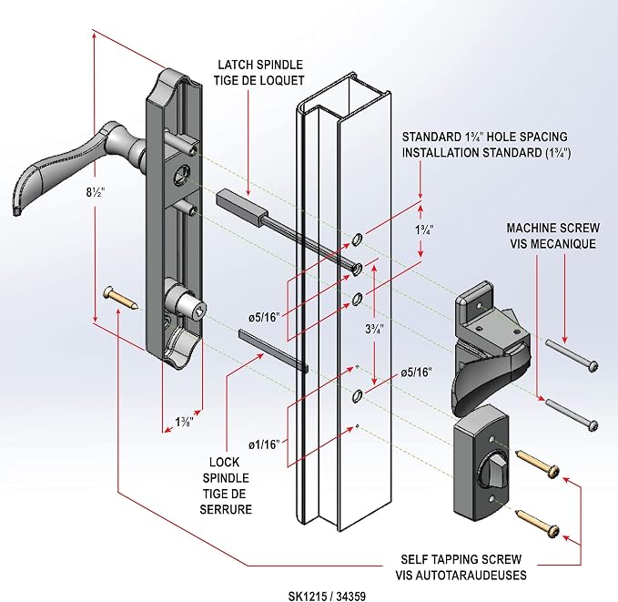 Ideal Security ML Storm Door Lever Handle Key Deadbolt 2 Post, Satin Nickel - Image 4