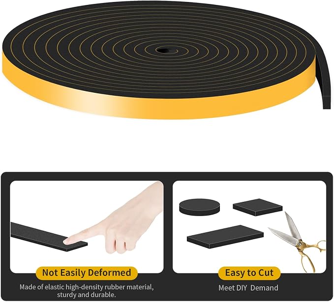 Door Seal Strip, High Density CR Insulation Tape, 1/4 in x 1/16 in x 33Ft | - Image 6