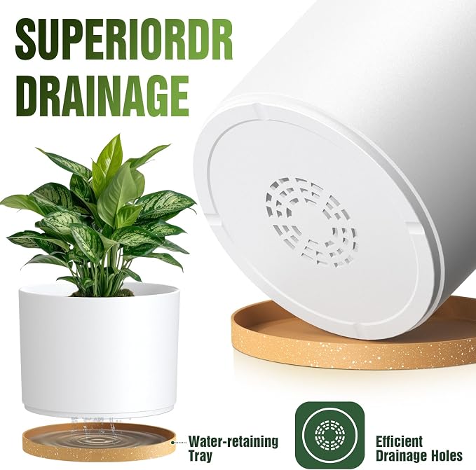 10/9/8 Inch Plant Pots 3 Pack, - Image 4