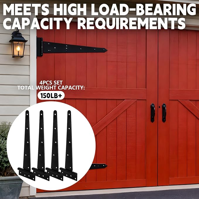 4Pcs 14-Inch Heavy-Duty Door Hinges, Rust-Resistant Heavy-Duty T-Hinges - Image 7