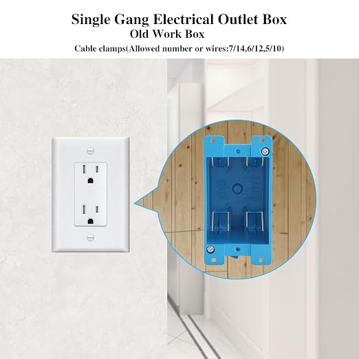 18 Pack Single Gang Electrical Outlet Box, Old Work Box, 14 Cubic Inch Plastic - Image 3