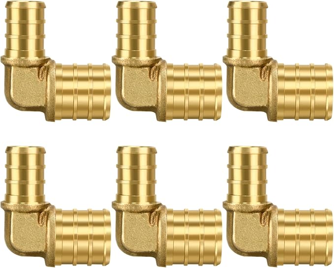 6 Pack 3/4" × 1/2" Brass PEX Elbow Fittings | by PXZBLG