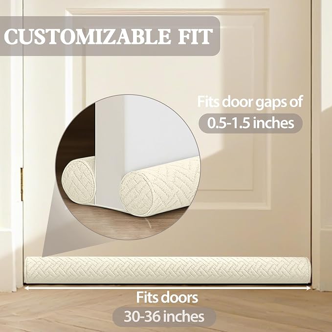 Ciieyuo Velvet Under Door Noise Stopper Draft Blocker, door noise, cold air - Image 2