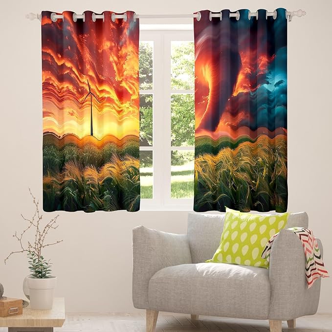 jejeloiu 3D Red Tornado Blackout Shades Window Treatments Natural Disaster - Image 4