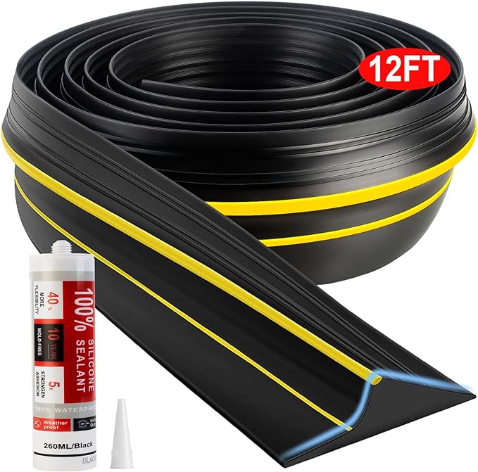 Jin&Bao Universal Garage Door Threshold Seal 12FT Rubber Strip & 1 Adhesive | by Jin%26Bao