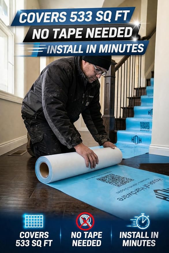 Temporary Floor Protection Roll – 39" x 164 ft – Self-Adhesive, Waterproof – - Image 3