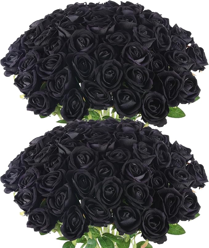 Hananona 50 Pcs Artificial Roses in Bulk, Fake Velvet Silk Roses Realistic by HANANONA