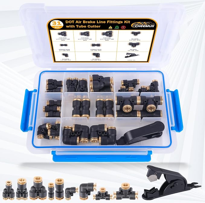 CheeMuii 31 PCS DOT Air Line Fittings Kit 1/4 3/8 Quick Connect Air Fitting | - Image 2
