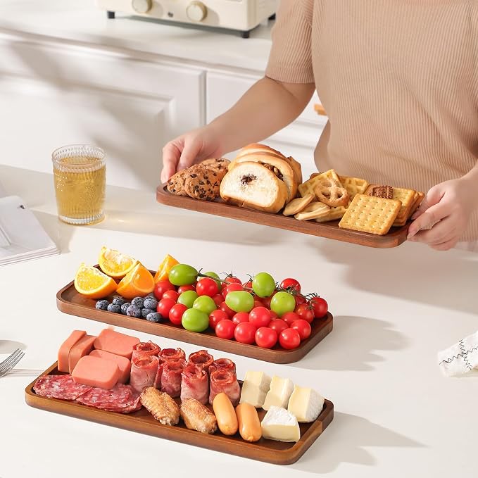 Small Solid Acacia Wood Serving Trays and Platters - Image 6