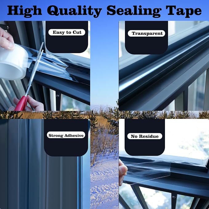 Transparent Window Weather Sealing Tape 2.76 Inch x 16.5 FT Weather Stripping - Image 4