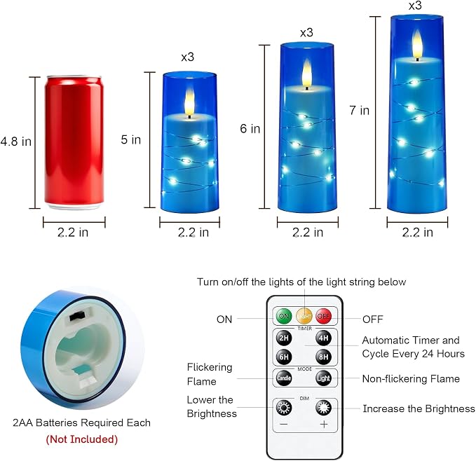 Raycare 9 Pcs Flameless Battery Operated Pillar Candles - Image 6