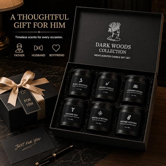 Scented Candles for Men, 6 Masculine Scents Set, 7 oz Each | 200H Burn Time - Image 4