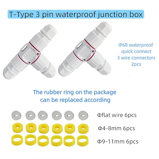 T-Type Waterproof Cable Connectors, 3 Way IP68 Waterproof Electrical Junction - Image 4