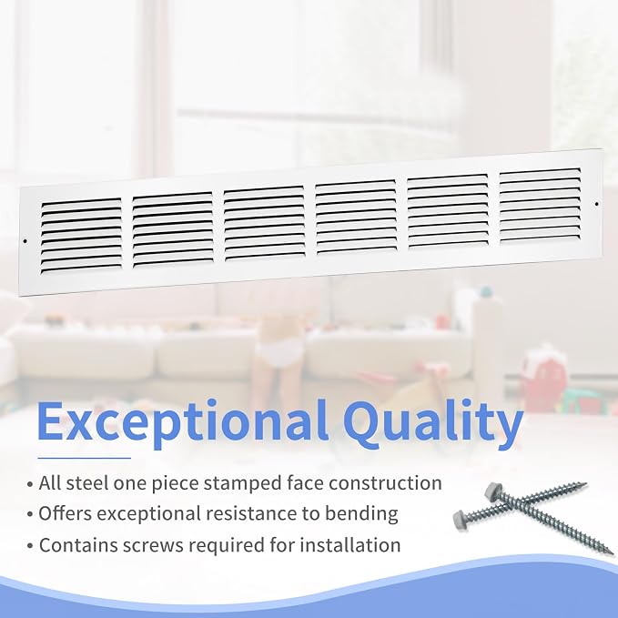 Howeall 30"W x 4"H Steel Return Air Grille, Air Return Vent Cover - Image 2