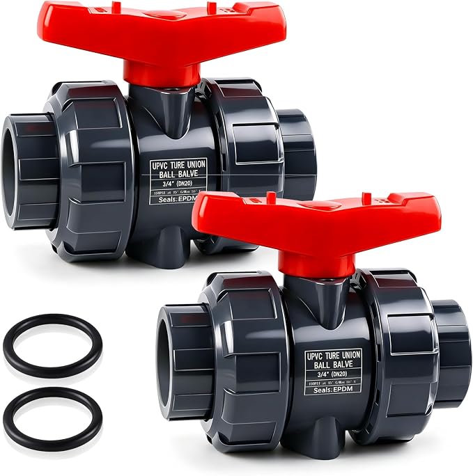 3/4 Inch True Union PVC Ball Valve, Full Port Slip Socket Water Valve by Boltigen