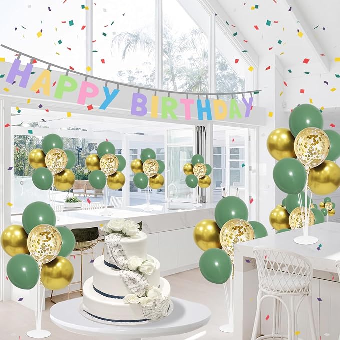 ZJDHPTY 4Set Green and Gold Balloon Stand Table Centerpieces Party Decor | - Image 5