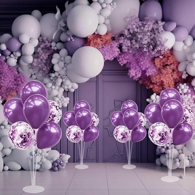 ZJDHPTY 4Set Purple Balloon Stand Table Centerpieces Party Decor | Birthday - Image 4