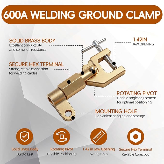 600 Amp 0.9Kg Welding Ground Clamp - Image 3
