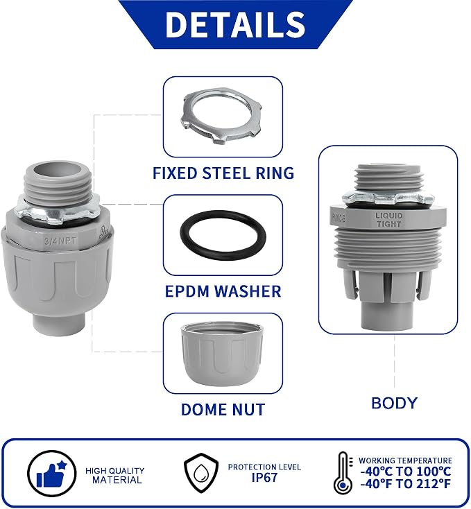 Yariwiz 3/4 Plastic Liquid Tight Conduit Coupling - Image 3