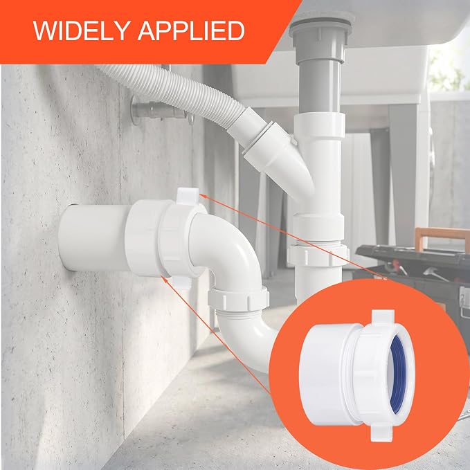 tatatagear 1-1/2 inch P-trap Adapter Connector White - Image 2