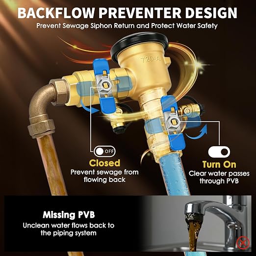 【UPC® Certified】1" Pressure Vacuum Breaker Assembly, Metal Top Cover, Thickened - Image 4