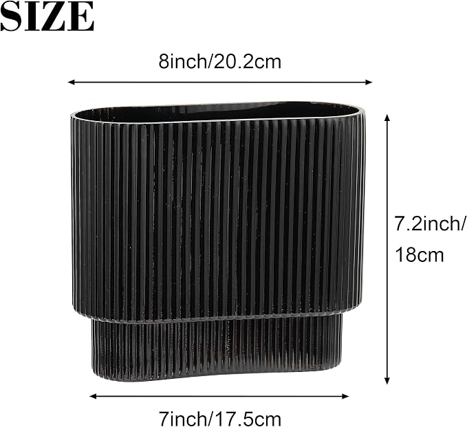 Ribbed Vase, Modern Vases for Living Room, Dining Table, 7 Inch - Image 6