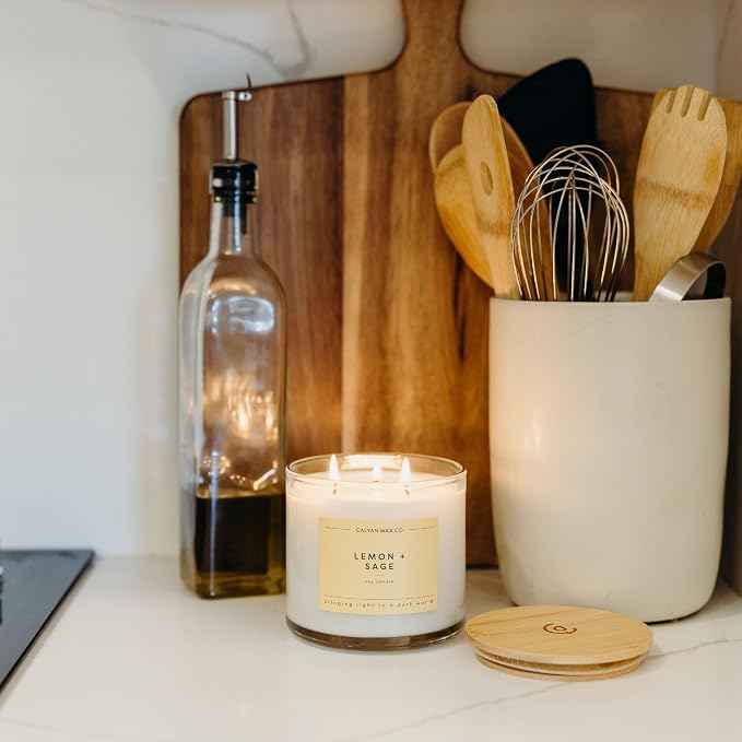 Lemon & Sage 3 Wick Scented Candle - Image 6