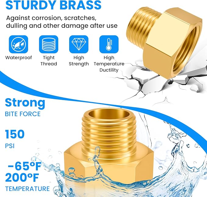 SDTC Tech Brass Pipe Fitting 1/2 NPT Thread Male to 3/4 NPT Thread Female | - Image 6