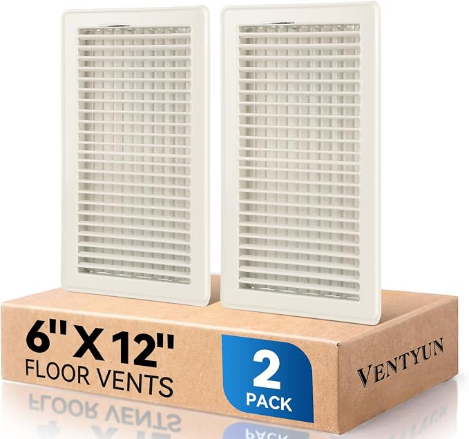 6" x 12" Floor Register Vent Covers 2-Pack, Cream White by VENTYUN