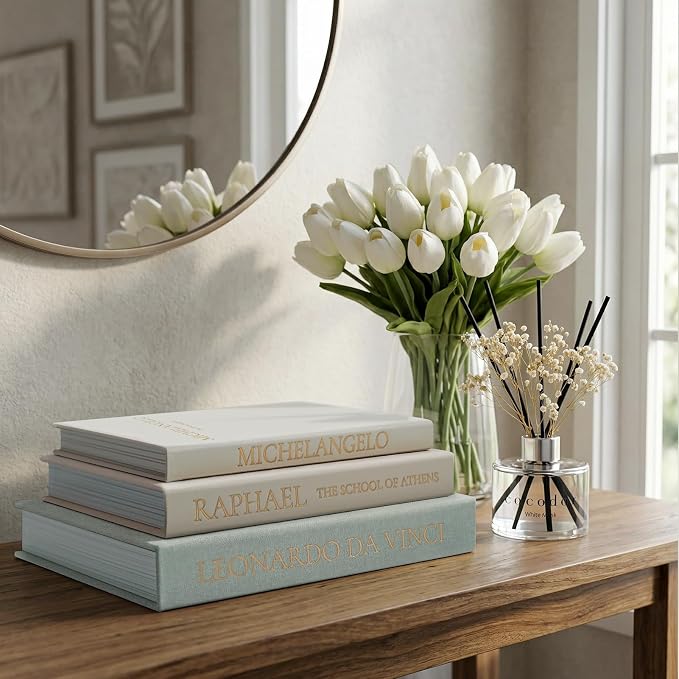 Linen Faux Book Box Set of 3, Decorative Books - Image 4