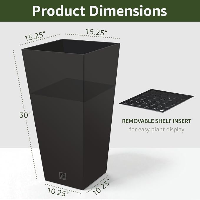 Tall Outdoor Planter 30 Inch 2-Pack, Tapered Design - Image 3
