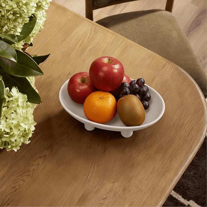 Three-Leg Ceramic Fruit Bowl, 10 Inch Oval Serving Dish - Image 4