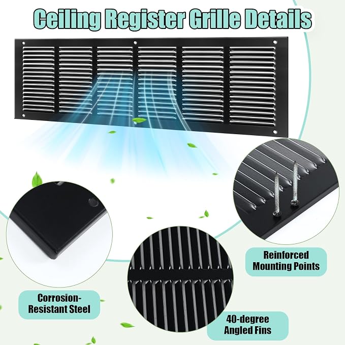 Blulu 6 Pack Fit for 30 x 8 Inch Duct Opening Return Air Vent Cover - Image 6