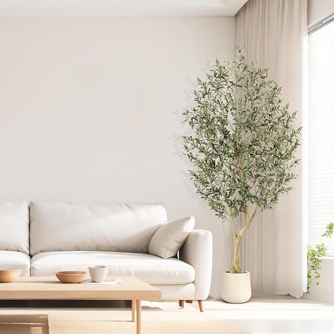 7ft Artificial Olive Tree with Tall Exquisite Planter | Realistic Fake Olive - Image 2