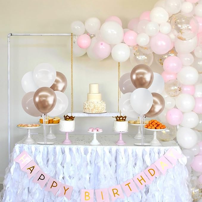 TONIFUL 4 Set Nude White Champagne Gold Balloon Stand Centerpiece - Image 5