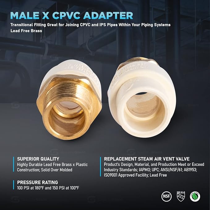 Supply Giant CSDQN034 Male x PVC Adapter Transition Pipe Fitting Durable Over - Image 4